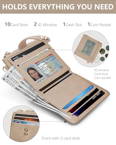 Image of Keychain Wallet Wristlet for Women,RFID Small Wallet | Wallet Wristlet with Zipper Coin Pocket,Vegan Leather Card Wallets for Women, 2 ID Window,Gift