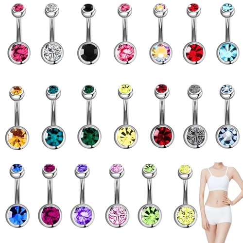 Aucuu Piercing Nombril Acier Chirurgical, 20 Piercing Ventre Anneau de Nombril, Anneaux de...