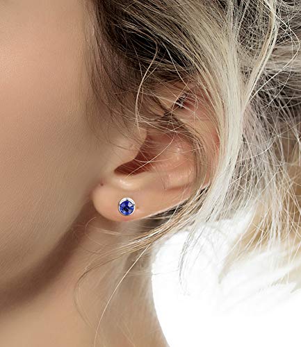 Tornito 7-14 Pairs Stainless Steel CZ Stud Earrings for Women Multicolor Cubic Zirconia Cartilage Helix Earrings Set Screwback 4MM2