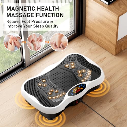 Image of Vibration Plate Exercise Machine, 130 Levels Full Body Workout Vibrating Plate for Lymphatic Drainage Weight Loss, 450 Lbs Capacity Shake Platform with Bluetooth for Women Men