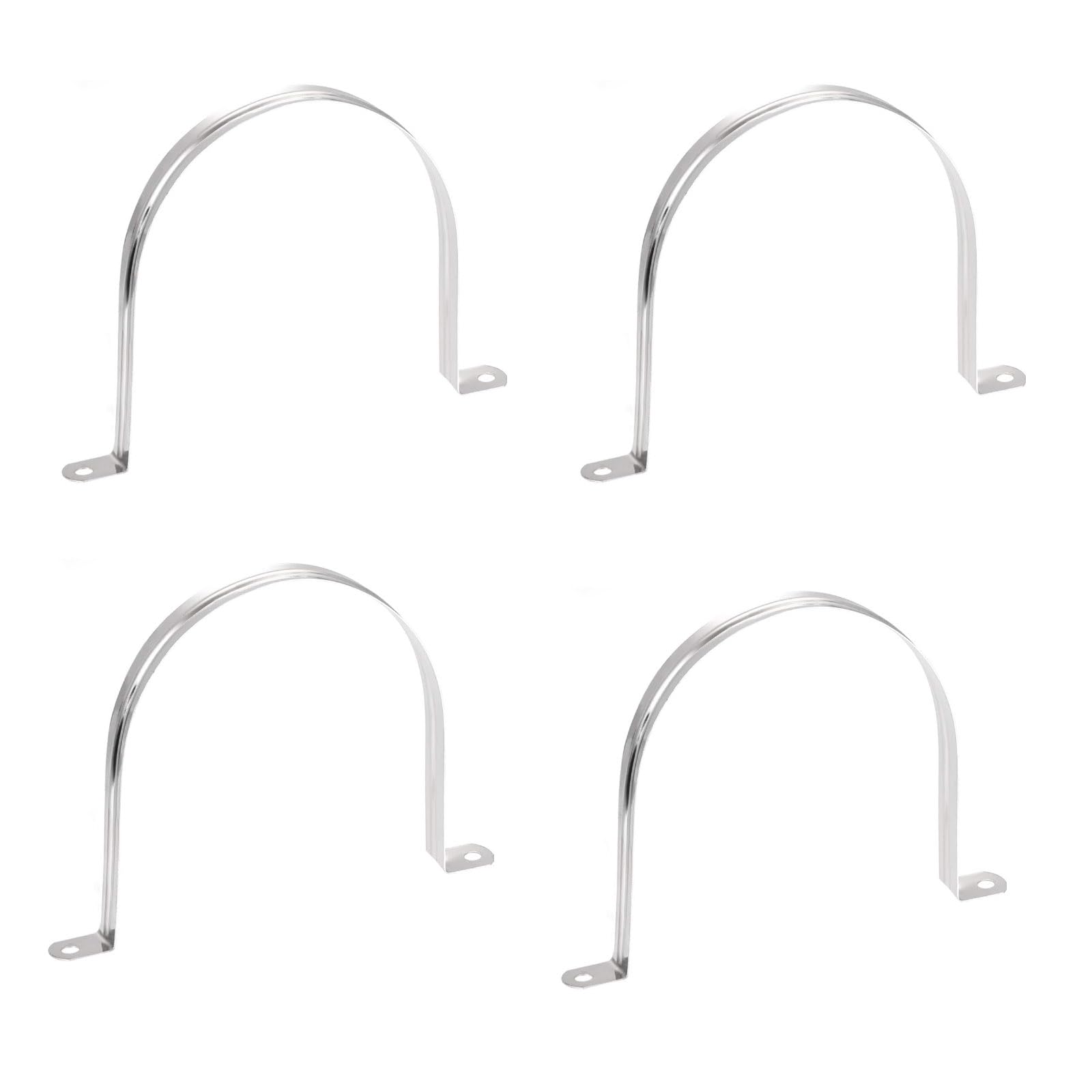 TOP-VIGOR 4Pcs 150mm(5.9") Rigid Pipe Strap, 2 Holes Tube Straps 201 Stainless Steel Tension Tube Clip Clamp for Fixing Tube Pipe Wire