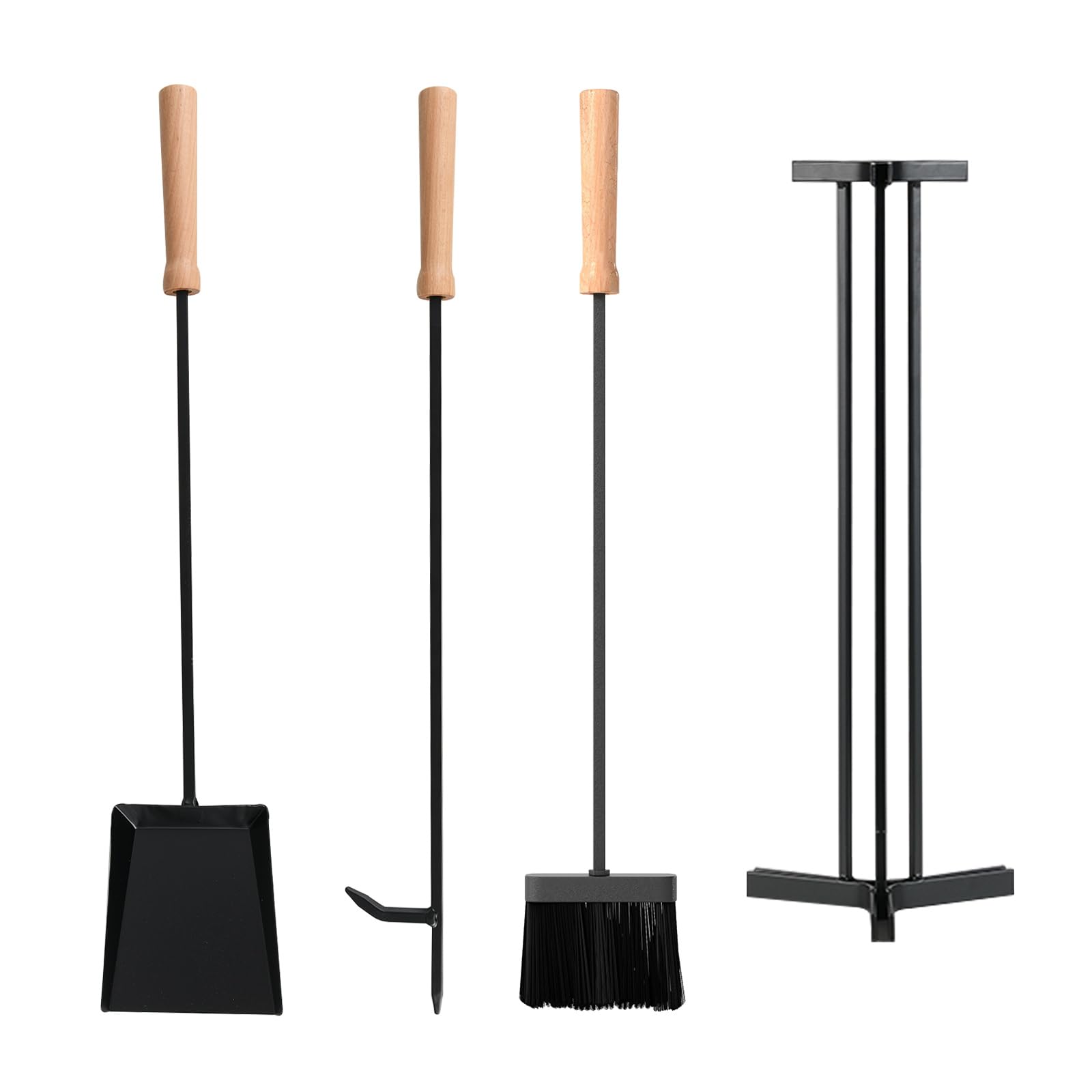 COSTWAY Set Utensili Camino in Ferro Battuto 4 Pezzi