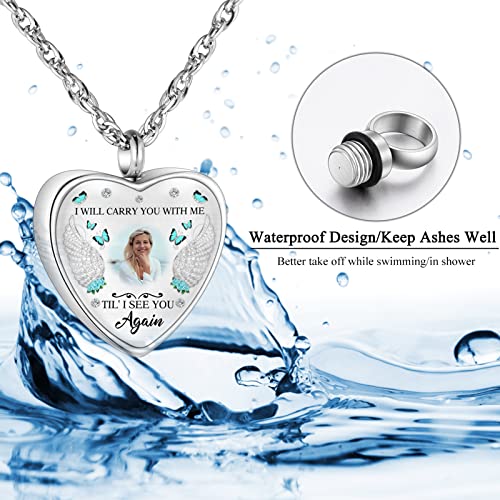 abooxiu Personalized Photo Urn Necklace for Ashes Heart Ashes Necklace Stainless Steel Cremation Necklace for men women Ash Holder - Forever Missed4