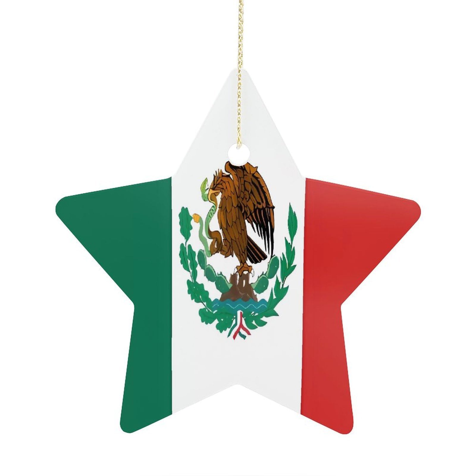 Fodpand Women's Style Flag Of Mexico Ornament With String, Keepsake Hanging Decorations,Ceramic Ornaments For Men Indoor Home Holiday Party Gifts