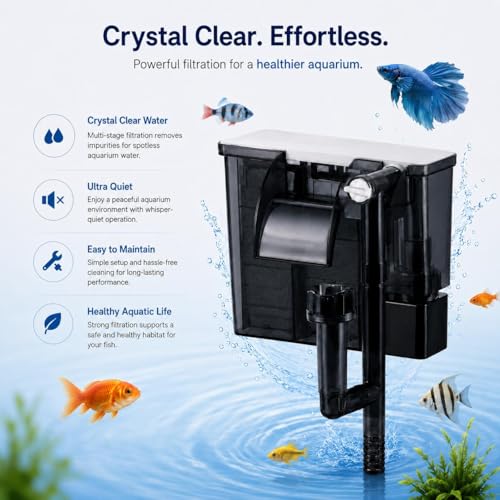 Image of Rizopets BLH-402 Hang on Filter, Aquarium Filter, 6W, 400L /H Max Output, Advanced Air Compressing System (BLH-402)