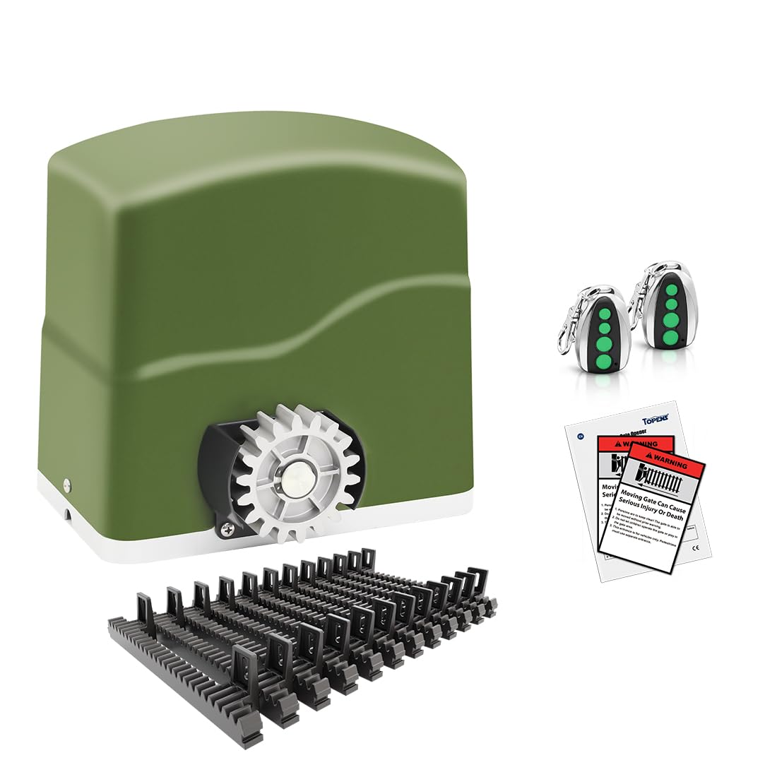 TOPENS RK700T Automatic Sliding Gate Opener Rack Drive Electric Gate Motor for Heavy Driveway Slide Gates Up to 1600 Pounds, Security Gate Operator AC Powered with Nylon Gear Rack and Remote Control