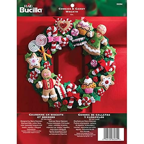 Bucilla Felt Applique Wreath Kit, 15-Inch Round, 86264 Cookies & Candy Cover