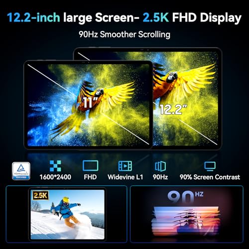 Image of 2026 upgrated 12 inch Tablet, Android 16 Tablet with Keyboard, 2K QHD Display for High-Res Gaming /Art /Productivity,with Wideline, 48GB+256GB+2TB, 5G WiFi /Octa-Core /10000mAh /GMS /GPS-4-year Warranty