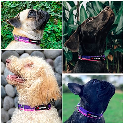 Tuff Pupper Heavy Duty Dog Collar | Tough Dog Collar | Reflective Dog Collar With Aluminum D-Ring Leash Clip | Separate Dog Id Tag Attachment Keeps Engraved Dog Tags Quiet | Easy Sizing For All Breeds #TOP2