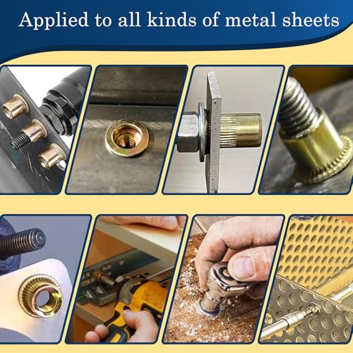 Image of 10-24 UNC Rivet Nut, 125Pcs Zinc Plated Finish Carbon Steel Flat Head Threaded Insert Nutsert Kit