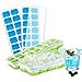 Price comparison product image DHLP 4 Packs Ice Cube Tray, Stackable Silicone Ice Tray Square Ice Cube Moulds, No Spill Lockable Lid LFGB FDA BPA Free, Whiskey Baby Food Freezer (Blue&Green)