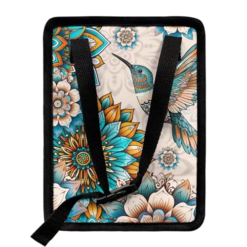 Image of Talayituse Boho Hummingbird Mandala Print Car Trash Can with Lid, Leak Proof Auto Trash Bag Hanging Vehicle Garbage Can Multipurpose Storage Container for Back Seat Road Trip