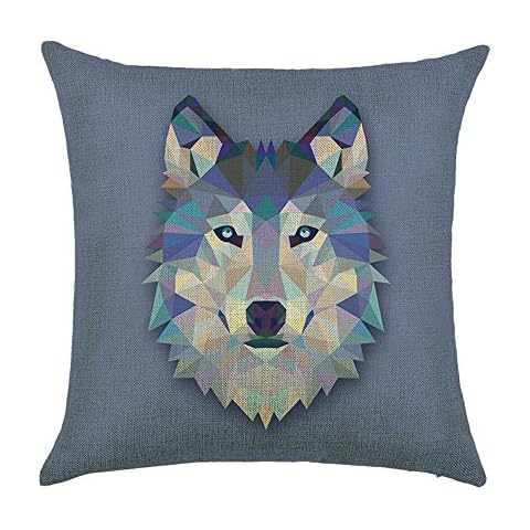 WEIANG Animal Cushion Cover Dragonfly Wolf Tiger Lion Butterfly Cat Deer Hedgehog Printing Double-sided Thick Cotton Linen Square Pillowcase 45cm x 45cm(18 x 18) Cover