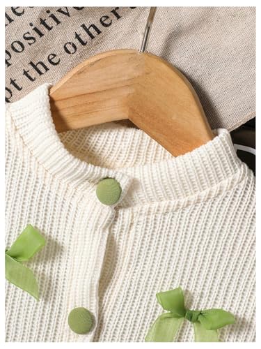 Image of WDIRARA Toddler Girl's 2 Piece Outfits 3D Flower Button Down Cardigan and Pleated Aline Skirts Set