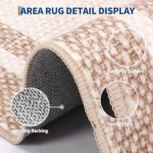 Tapete Garvee lavable 6x9 beige miniatura 5