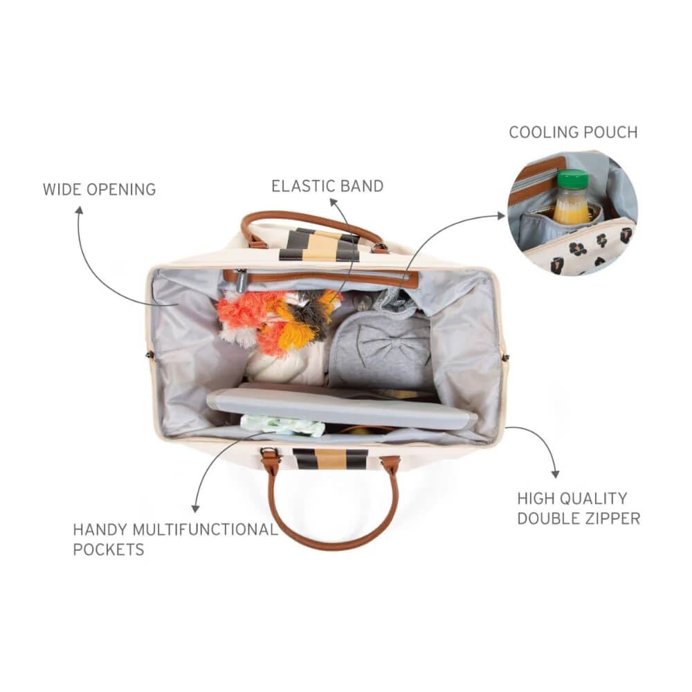 CHILDHOME, Mommy Bag, torba na pieluchy, dla kobiet w ciąży, torba podróżna, duża pojemność, mata do przewijania, regulowany pasek na ramię, przegroda, izolowana kieszeń, przejście na walizkę, czarny