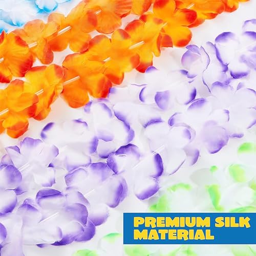 Image of Joyin Toy 36 Counts Hawaiian Leis Bulk, Tropical Flower Lei Hawaiian Lei Beach Hawaii Luau Party Favor Decoration Packs Party Supplies(3 Dozen)