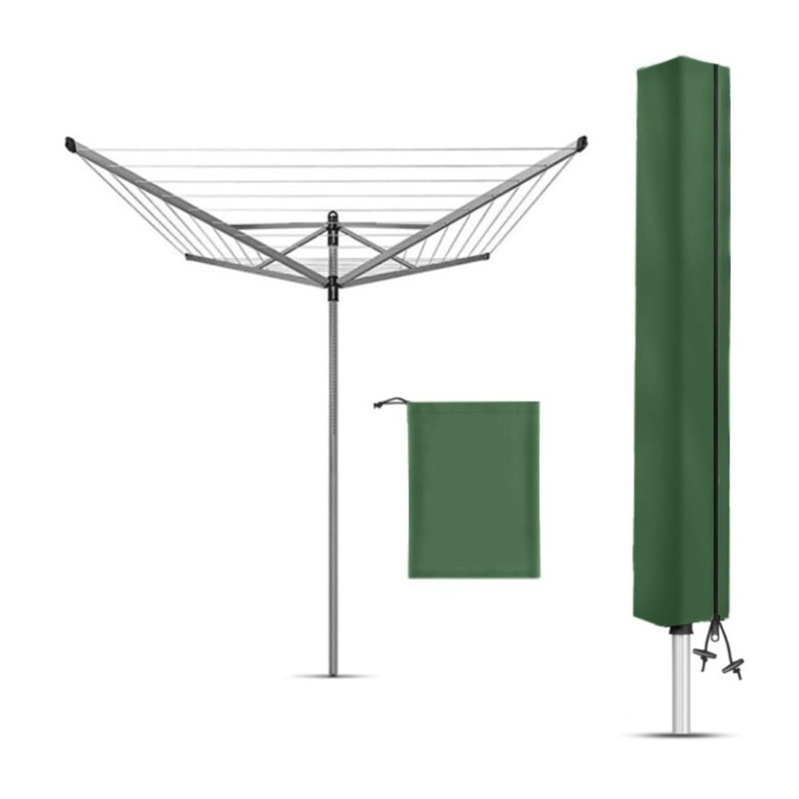CAFFCAPPII Rotary Outdoor Washing Line Cover, Heavy Duty Clothes Line Cover Weatherproof Airer Covers for Garden Dryer(Green)