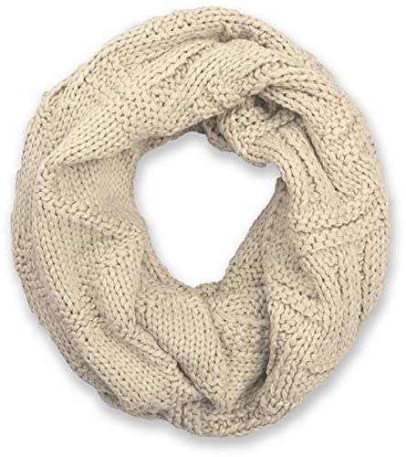 styleBREAKER Unisex Strick Loopschal mit Gitter- und Rippenmuster, Uni Feinstrick Schlauchschal, Winter Strickschal 01018155, Farbe:Beige