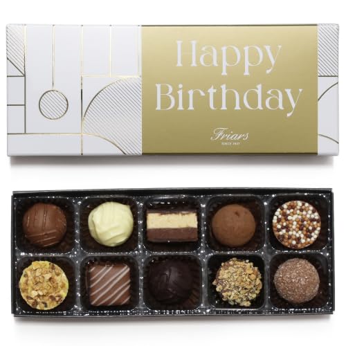 Friars Happy Birthday Chocolate Collection | 10 Luxury Assorted Belgian Chocolates | Ideal Present for Birthday Celebration