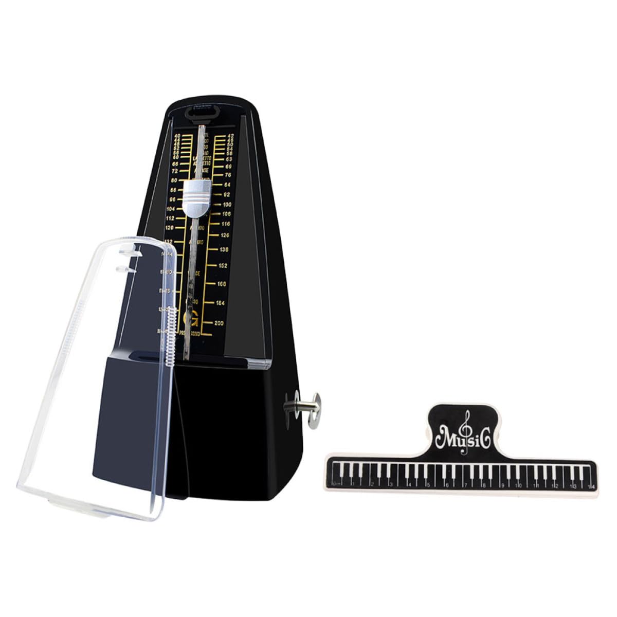 GALPADA Metrónomo Abs Mecánico con Clip Guitarra para y Piano para Partituras, Diseño Clásico, Material Metal, y Anti-vibración Color Aleatorio para Principiantes