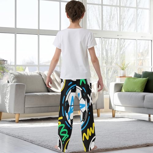 Boys' Pj Pants Soccer Painting Joggers Elastic Long Bottom Trousers Sweatpants with Pockets Size 6-143