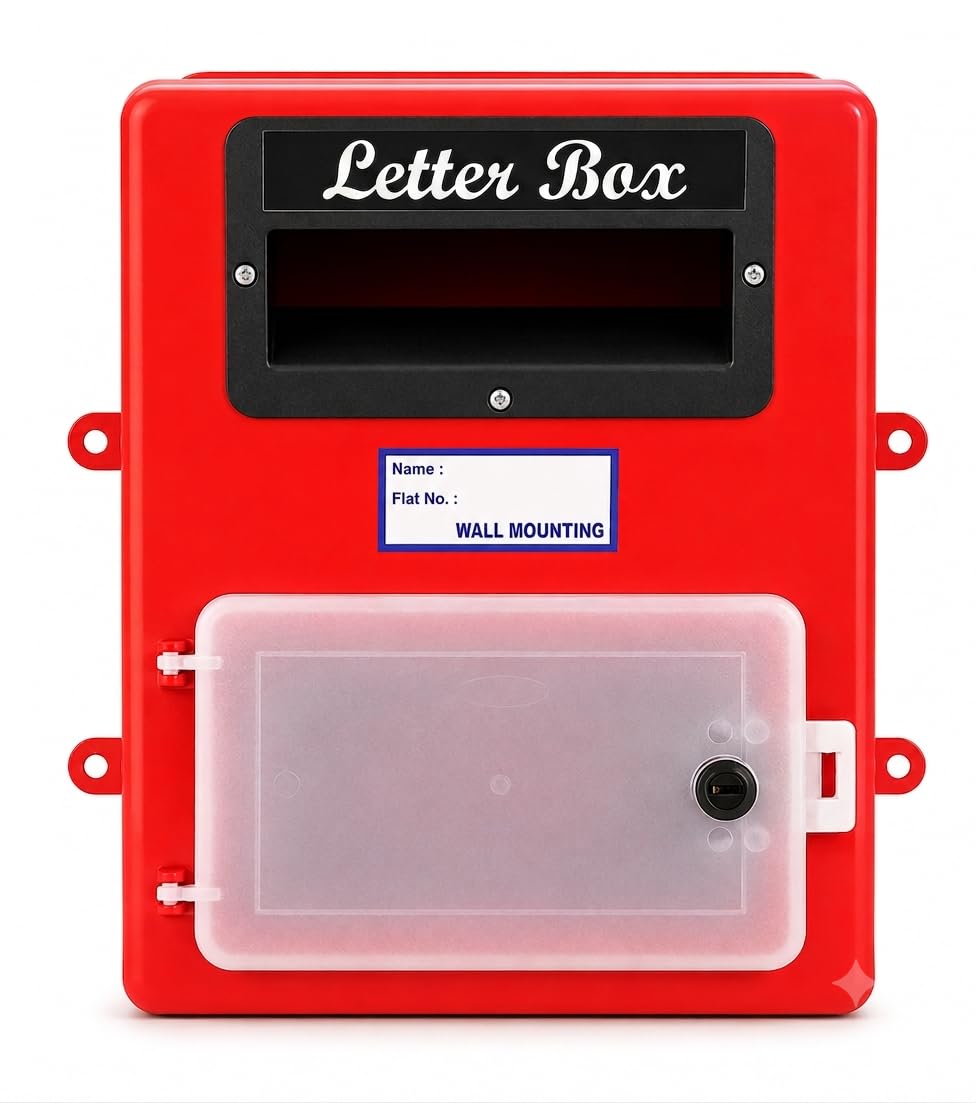 Wall Fixing Type Letter Box | Front Door Open | Length 24 cm, Height 28 cm | Red Color-image-4