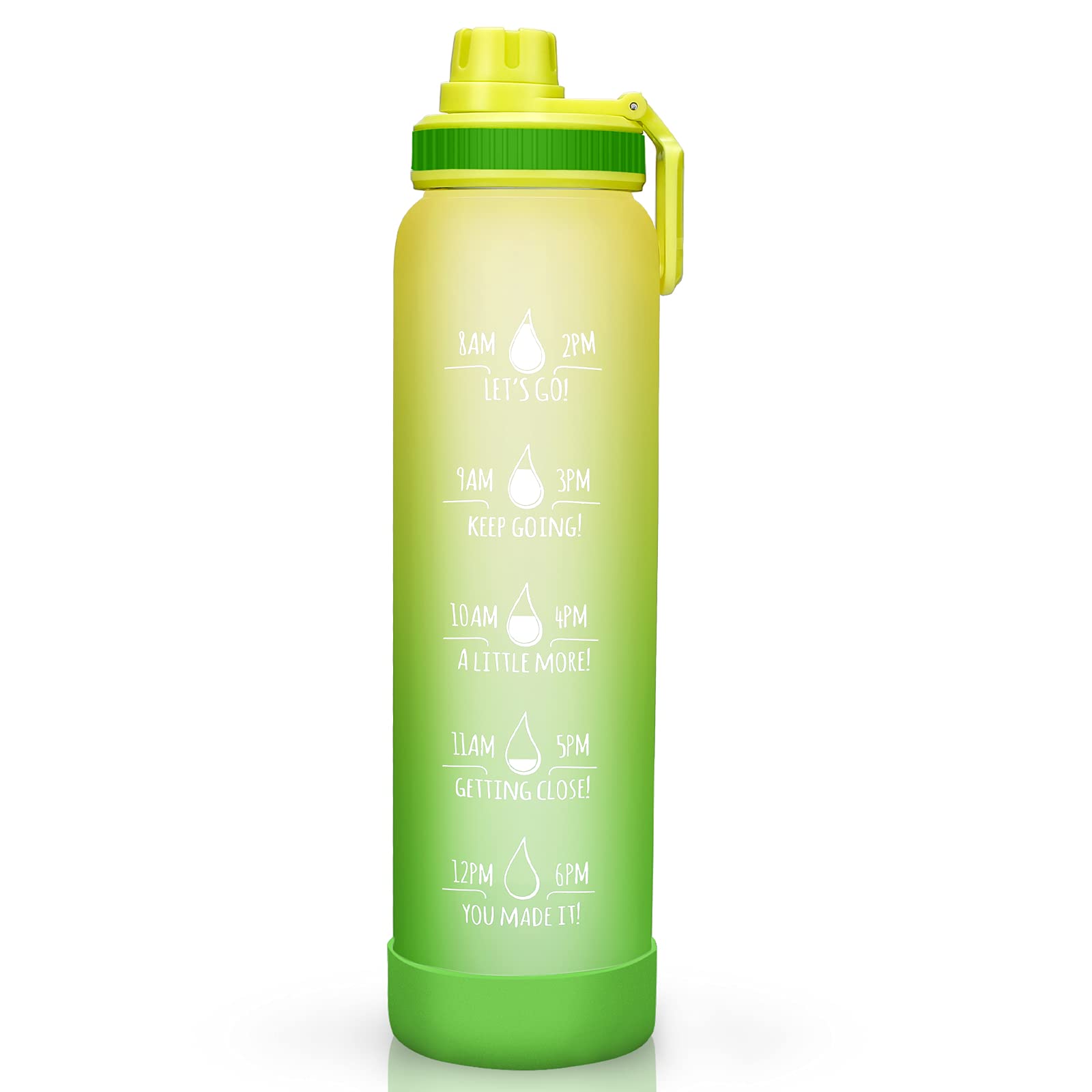 Buy Sursip 32oz Glass Water Bottle with Time Marker and Spout Lid