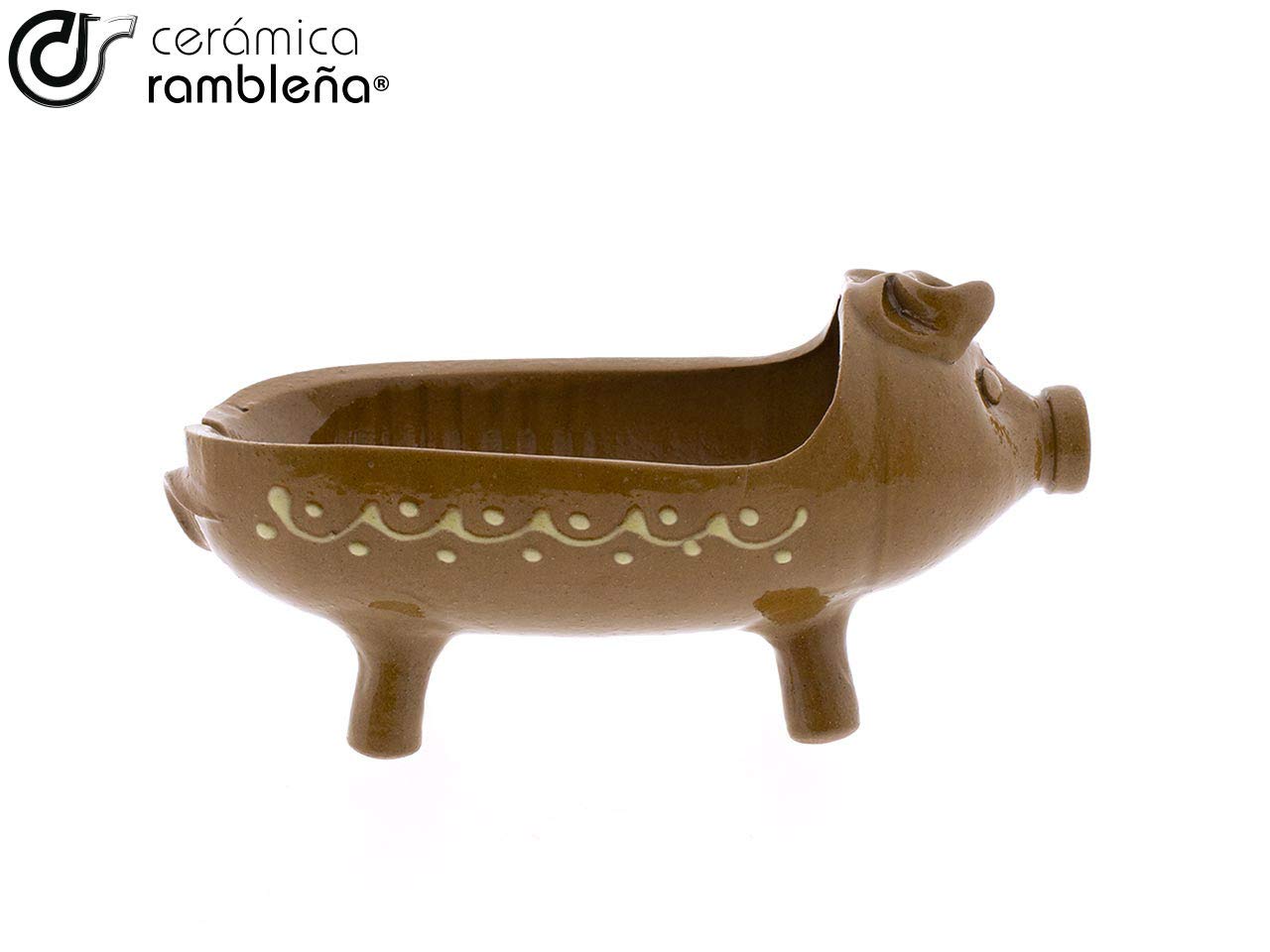 CERÁMICA RAMBLEÑA | Cerdito parrillero | Parrilla Barbacoa | Cerdito de barro | Cerdito asador | 100% Hecho a mano | 20x9x10 cm