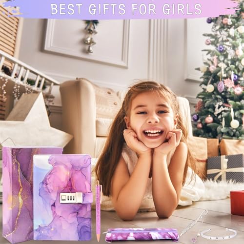 Image of Diary With Lock for Girls Ages 8-12,birthday Gifts for Journals Set With Pen Pencil Case Bookmark,kids Notebook Locking Secret Diary Christmas Gifts for Girls 8 9 10 11 12 Years Tweens Teens