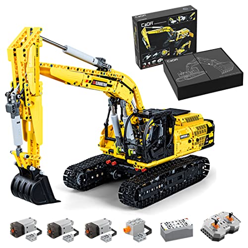MERK Technik Bagger mit 2.4G Fernbedienung und 4 Motoren, CADA C61082W, 1702 Teile Klemmbausteine Set Kompatibel mit…