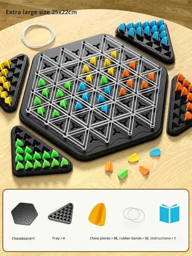 Image of Goyal's Geometry Triangle Strategy Game | Rubber Band Peg Board Puzzle | STEM Brain Development Toy for Kids & Adults | Logic Thinking & Spatial Reasoning Family Game