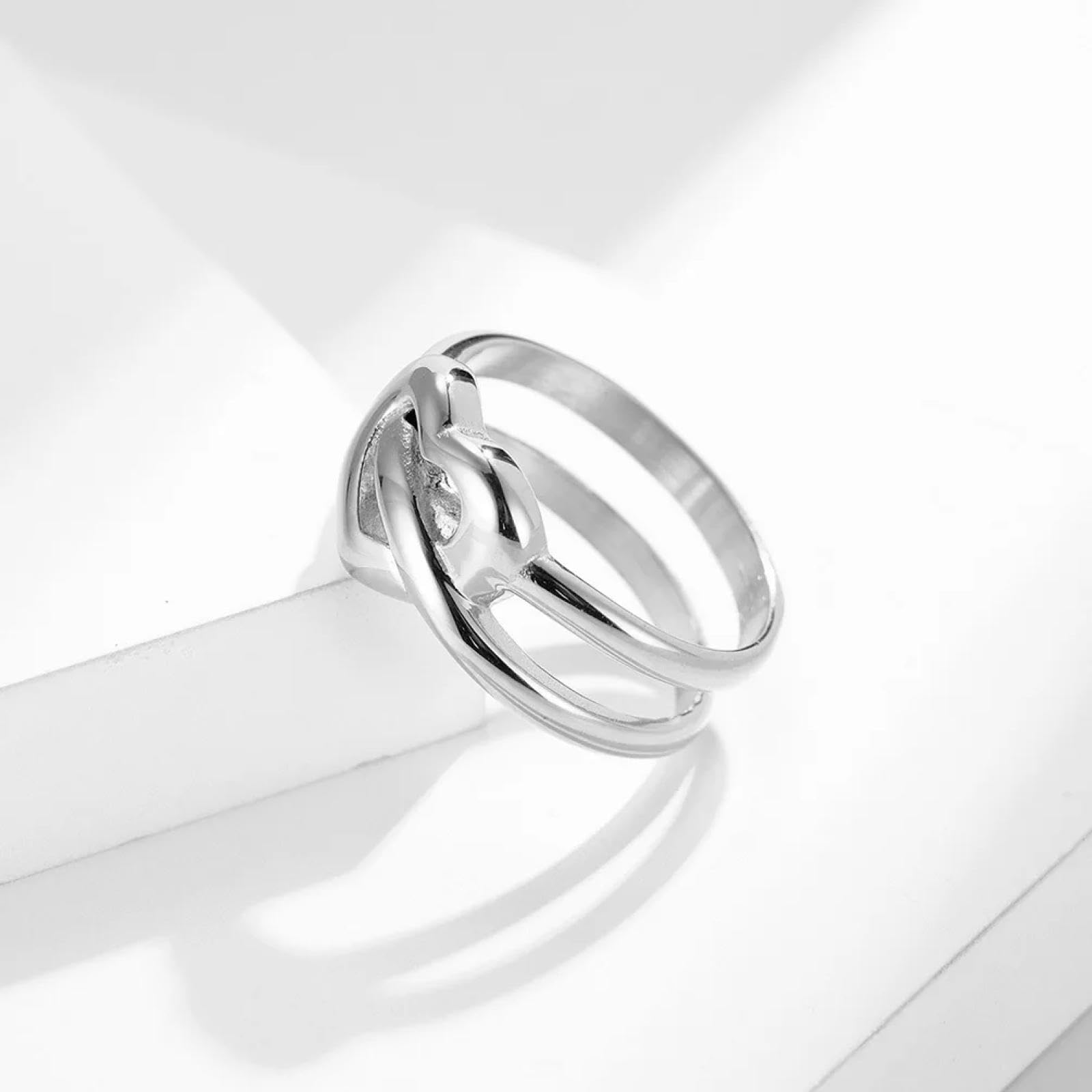 Ring Ringe Damen Bijouterie Herren Liebesförmiger Doppelkreisring Für Heiratsantrag Und Verlobung, Rostfreier Damen-Handschmuck Für Den Urlaub