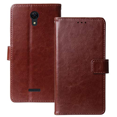 Lankashi Stand Premium Retro Business Flip Leather Case Protector Bumper for AT&T ATT Calypso U318AA / Cricket Vision 3 Protection Phone Cover TPU Silicone Skin Folio Book Card Slot Walletï¼ˆBrownï¼‰