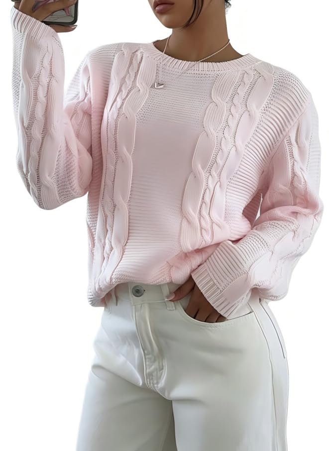 SKAYS Sweaters for Women Long Sleeve Crewneck Ribbed Knit Pullover Sweaters