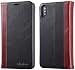 Produktbild LENSUN iPhone XS Hülle, iPhone X Echtleder Handyhülle Leder Handytasche mit Kartenfach Flip Case Schutzhülle kompatibel mit iPhone X/XS (5,8)- Schwarz (FG-IX-BK)