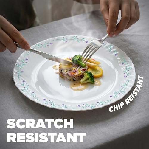 Image of Treo by Milton Opalware Aurelia Murel Dinner Set of 18 | Serving for 6 | Microwave & Dishwasher Safe | Bone-Ash Free | Tempered Toughness | Plates & Bowls | Crockery Set for Dining & Gifting