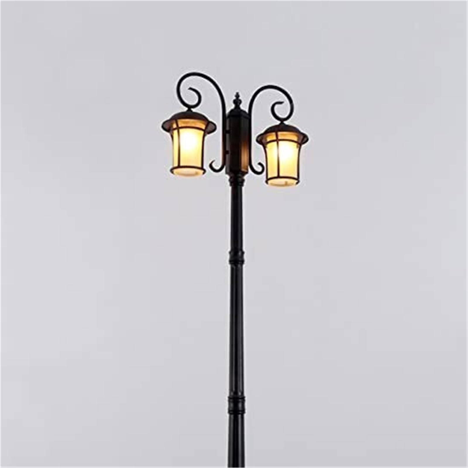 Lampy Solarne Na Słupku, Zewnętrzne Lampy Na Słupku, 2-Lampowe Lampy Zewnętrzne Na Słupku W Czarnym Wykończeniu, Odporne Na Rdzę, Aluminiowe Lampy Na Słupku Ogrodzen,One Color-Height 230cm