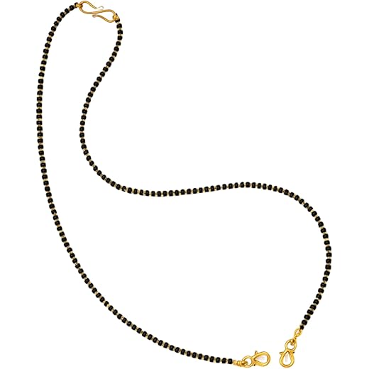 Kailash Creation 22 K Gold Plated Gold Plated Mangalsutra Chain for women stylish – 18 Inch and 24 inches Black Beads Without Pendant For Women Brass Mangalsutra with lobster lock and S-Hook Clasp