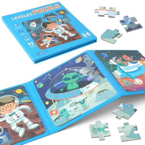 Magnetic Puzzles for Kids, Toddler Dinosaur Jigsaw Puzzles Book f...