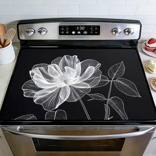 Image of BVBOX Stove Top Cover for Electric Stove, 28 inch x 20 inch Glass Cooktop Protector Mat with Hanging Loops, Anti-Scratch Non-Slip Dish Drying Mat, Washable Countertop Pad