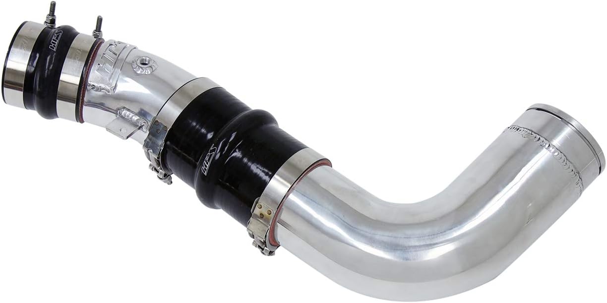HPS Performance Polish Intercooler Charge Pipe with Silicone Boost Cold Side Compatible for 2017-2020 Chevy Silverado 2500HD 3500HD GMC Sierra 2500HD 3500HD Duramax 6.6L V8 Diesel Turbo L5P, 17-120P