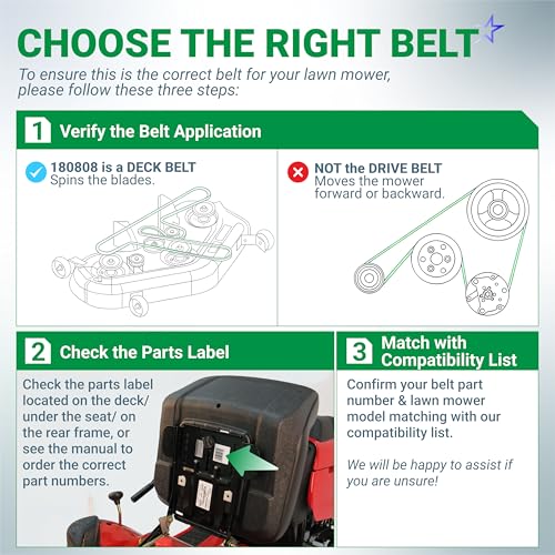 Image of BlueStars 180808 Deck Belt | Aramid Cord | 5 /8 inch x 89 inch | For 48 inch Deck Husqvarna GT5000 YTH2148 YTH2048 YTH2248 YTH1848XP AYP Craftsman Lawn Mowers Replaces 532180808 174369 532174369