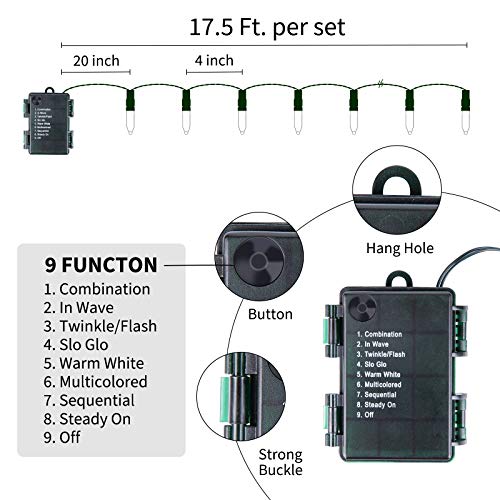 Image of Christmas Mini String Lights Outdoor 4 Pack 17.7 Feet 50 Led 8 Modes Battery Operated Fairy Lights with Timer for Xmas Tree Indoor Holiday Party Decor, Warm White + Multicolored