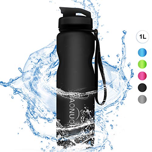 BAONUOR - Borraccia Sportiva, 1 litro, senza BPA, in Tritan, a prova di perdite, Bottiglia d'Acqua Sportiva da Palestra, bici, sport, bambini, scuola, attività all'aperto