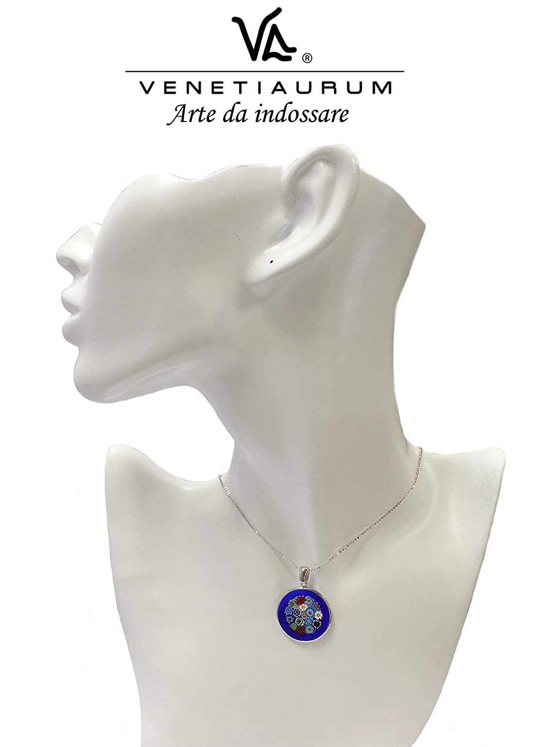 Venetiaurum - Collana per Donna Con Pendente Murrina In Vetro Originale Di Murano E Argento 925 - Gioiello Made In Italy Certificato