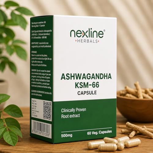 Image of Ashwagandha KSM-66 | Clinically Proven 500mg Dosage | 5% Withanolides for Max Results | 100% Pure Root Extract | Stress Relief, Energy & Recovery Support | World's Strongest Ashwagandha | 60 Capsules