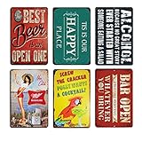 cewlonp Funny Bar Signs for Home Bar Decor, Metal Bar Signs Vintage Bar Tin Signs Wall Decor for Bar Pub Club Home Man Cave Coffee Shop Gift 8X12 Inch(6pcs)