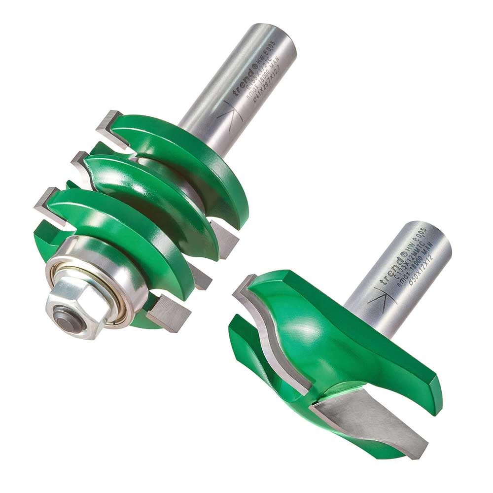 Trend CraftPro zestaw frezów Ogee do drzwi panelowych, trzpień 12 mm | Zawiera frezy Ogee do drzwi panelowych, trzpień 12 mm, z ostrzami z węglika, CR/PDS1X12MMTC