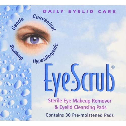 Eye Scrub Sterile Eye Makeup Remover & Eyelid Cleansing Individually Wrapped Pre-moistened Pads, 30 Count (Pack of 4)